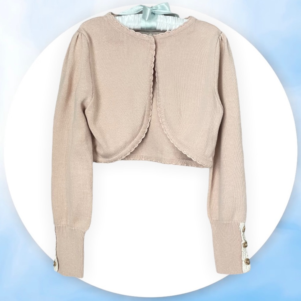 Light Pink Blush Girl’s Knit Open Front Drape Cardigan Korean Brand Cheek 120 4T
